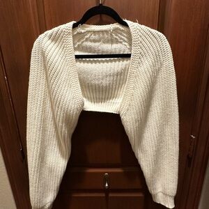 Cozy Cream Knit Poncho with Shawl Collar